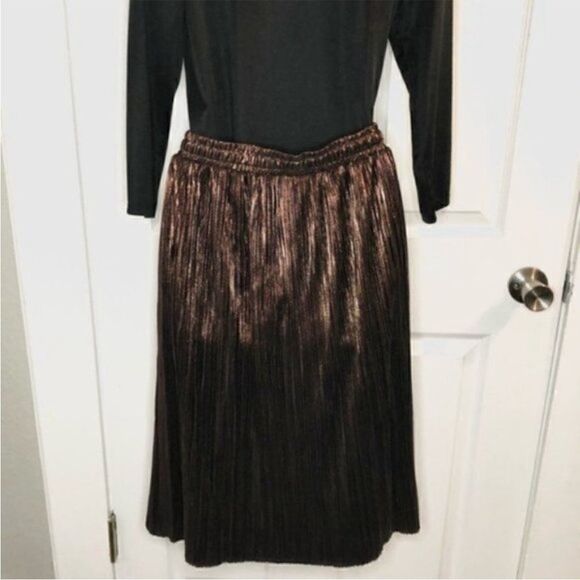 Modcloth Metallic Skirt Glitz The Metallic Midi Skirt Tie Elastic Bronze S NWT - Picture 10 of 13